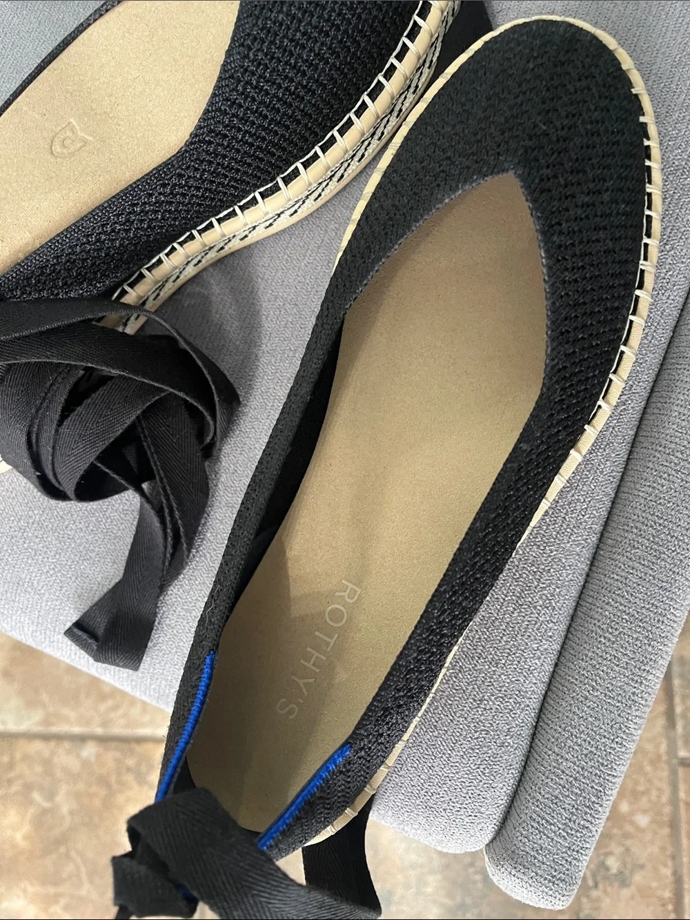 Black Espadrille Flat with Ankle Tie 9.5
